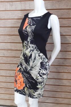 Vestido Fem. La Rossi Cor Preto Estampas Tam. M