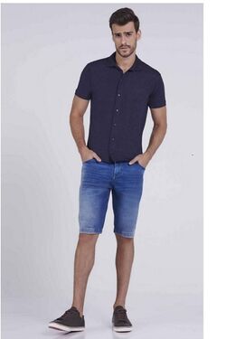 Bermuda Jeans Masculina Plus Size Skinny - 44718