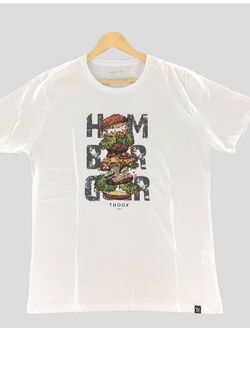 Camiseta Masculina Plus Hamburguer Cor Branco