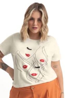 Camiseta Feminina Plus Cor Off White