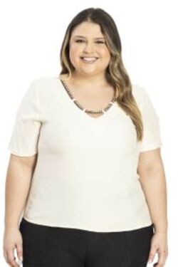 Blusa Feminina Plus Size Lisa Off White