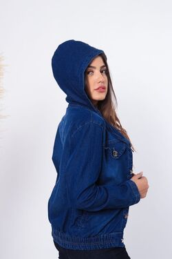 Jaqueta Jeans Capuz Feminina Wriggle