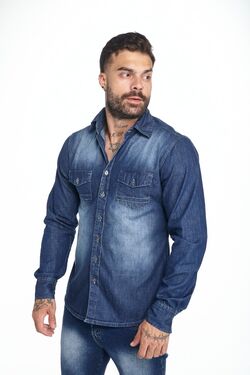 Camisa Jeans Masculina Manga Longa  - 45761