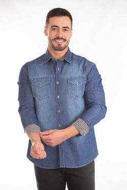 Camisa Jeans Masculina Manga Longa  - 45766