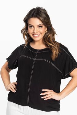 Blusa Feminina Plus Size Lisa Cor Preto