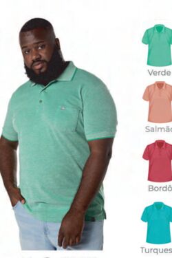 Camisa Polo Masculina Plus Size Turquesa