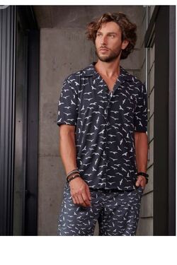 Camisa Masculina Manga Curta Estampada - 45989