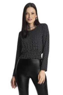 Blusa Feminina Cropped Elástico na Cintura