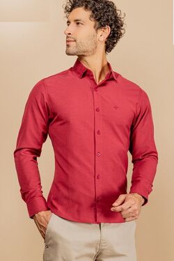 Camisa Masculina Tricoline  Slim Ml  Caw