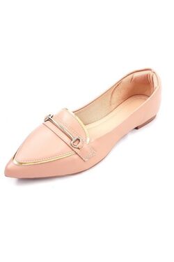 Mocassim  Nude e Dourado Bridão Ouro Bico Fino - 47384