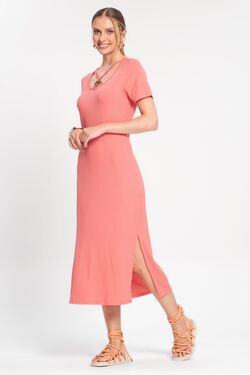 Vestido Feminino Canelado Midi - 47494