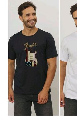 Camiseta Masculina Plus Size Fender