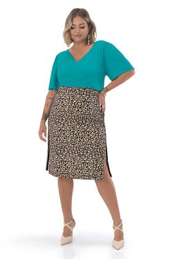 Saia Midi Plus Size Canelada Secret 