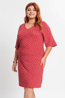 Vestido Feminino Plus Size Manga Curta Secret