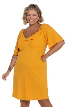 Vestido Feminino Plus Size Ribana Canelado Secret