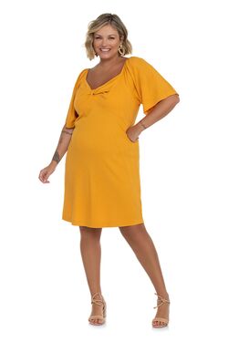 Vestido Feminino Plus Size Ribana Canelado Secret - 48249