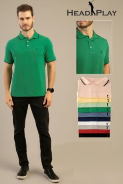 Camisa Polo Masculina Plus Size Piquet Cor Amarelo Head Play 