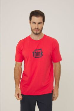 Camiseta Masculina Think Cor Laranja Thoux