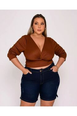Short Feminino Plus Size Meia Coxa      