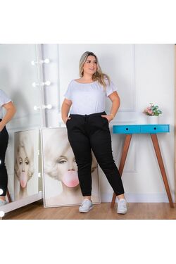 Calça Feminina Jogger Plus Size Preto