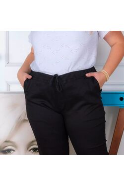 Calça Feminina Jogger Plus Size Preto - 51662