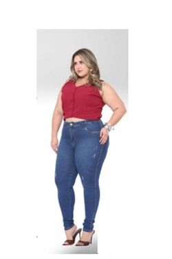 Calça Jeans Skinny Plus Size Destroyed CRD - 51730