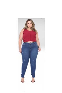 Calça Jeans Skinny Plus Size Destroyed CRD - 51733