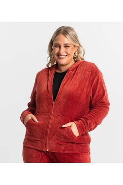 Jaqueta Plus Size Com Capuz em Plush - 51758
