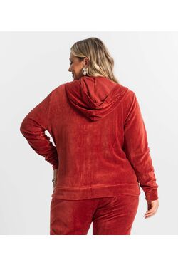Jaqueta Plus Size Com Capuz em Plush - 51759