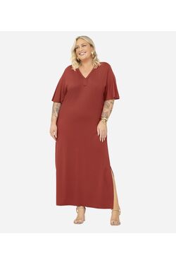 Vestido Midi Viscose Maquinetada Plus Size Secret