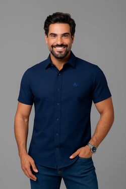 Camisa Spandex Slim Mc Marinho Caw  - 52533