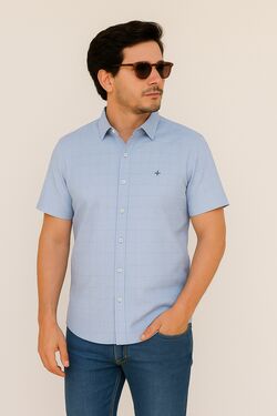 Camisa Regular Quadriculada Mc Azul Caw 