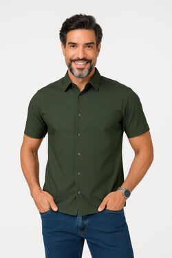 Camisa Spandex Slim Mc Musgo Caw 