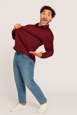 Camisa Spandex Slim Ml Bordô Caw