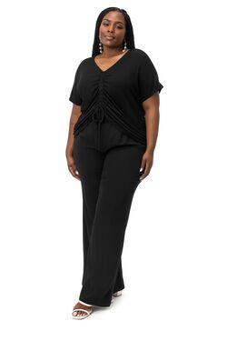 Blusa Plus Size Malha Screen Shiny Preto Secret