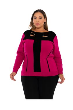 Blusa Malha Mousse Plus Size Pink Jaú