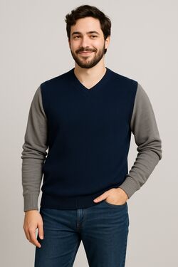 Colete Malha Tricot Marinho Jaú