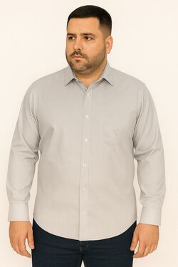 Camisa Micro Fibra Plus Size Com Bolso Cinza Caw