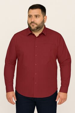 Camisa Micro Fibra Plus Size Com Bolso Vinho Caw