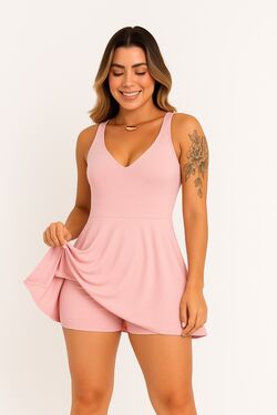 Vestido Macaquinho Feminino Rosa FitWell