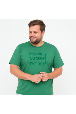 Camiseta Plus Size Estampada You Size Algodão Misto – Think Outsider The Box- Verde