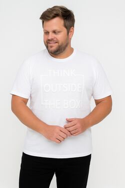 Camiseta Plus Size Estampada You Size Algodão Misto – Think Outsider The Box - Branco