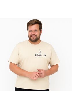 Camiseta Plus Size Estampada You Size Algodão Misto – Fugir ou Agir - Bege