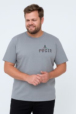 Camiseta Plus Size Estampada You Size Algodão Misto – Fugir ou Agir - Cinza