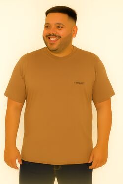 Camiseta Básica Plus Size Thoux 100% Algodão – Conforto Premium – Bege