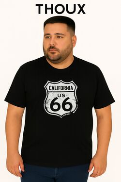Camiseta Plus Size Thoux 100% Algodão – Estampa Califórnia 66 – Masculina - 52961