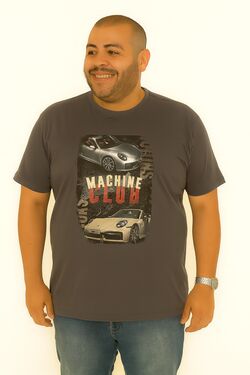 Camiseta Plus Size Thoux 100% Algodão – Estampa Machine  Carro – Masculina