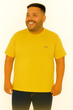 Camiseta Básica Plus Size Thoux 100% Algodão – Conforto Premium – Amarelo Bee
