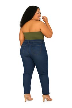 Calça Reta Jeans Médio Used Veste Até 52 – Muito Mais - 53064