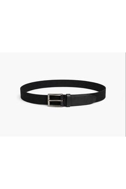 Cinto Masculino Fasolo Elástico Preto com Ponteira em Couro e Fivela Escovada